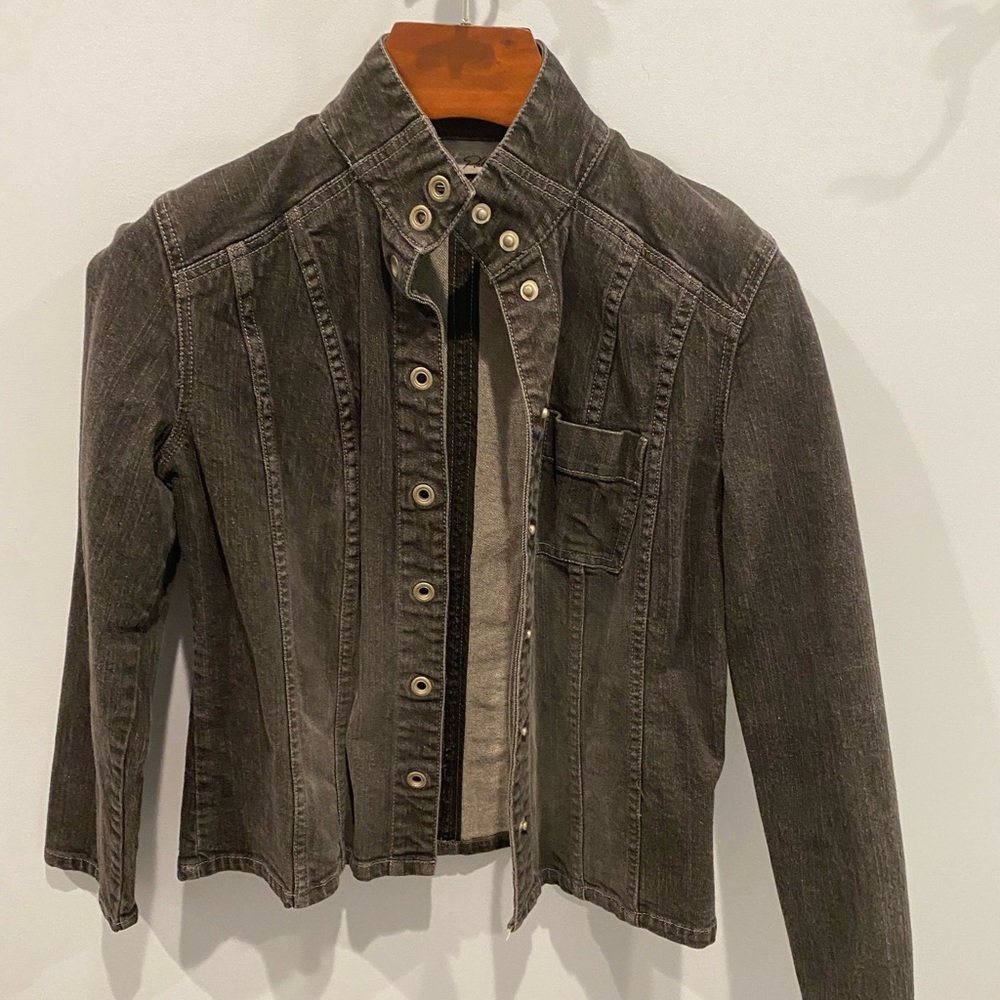 Chico's Black Denim Jacket with Button Front Chico’s Size 1 or Medium